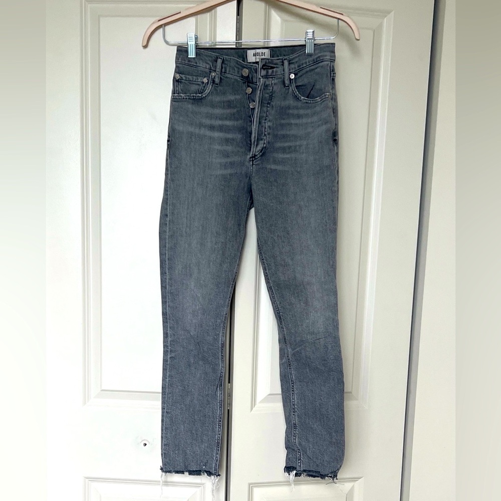 Agolde High Rise Jeans in Gray